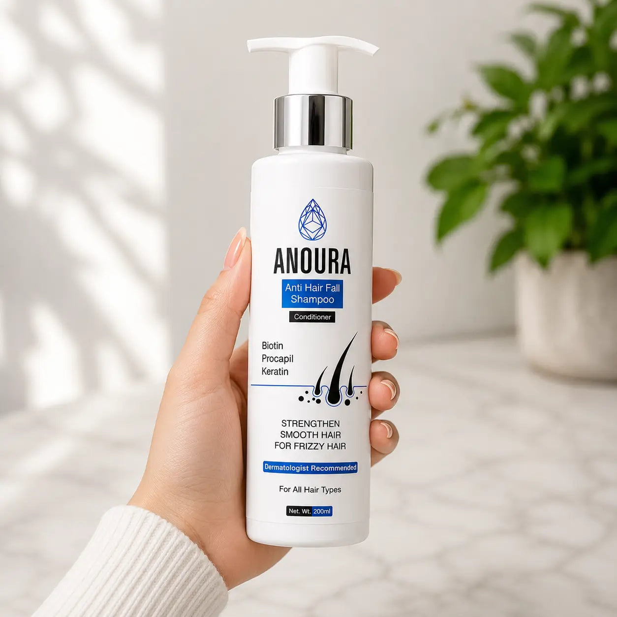 Anoura Anti Hair Fall Shampoo | Biotin, Procapil & Keratin Hair Growth Formula (200ml)